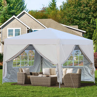 10x 10Ft Pop Up Gazebo Canopy Tent,Removable Sidewall With Zipper,2pcs Sidewall With Windows,With 4pcs Weight Sand Bag,With Carry Bag