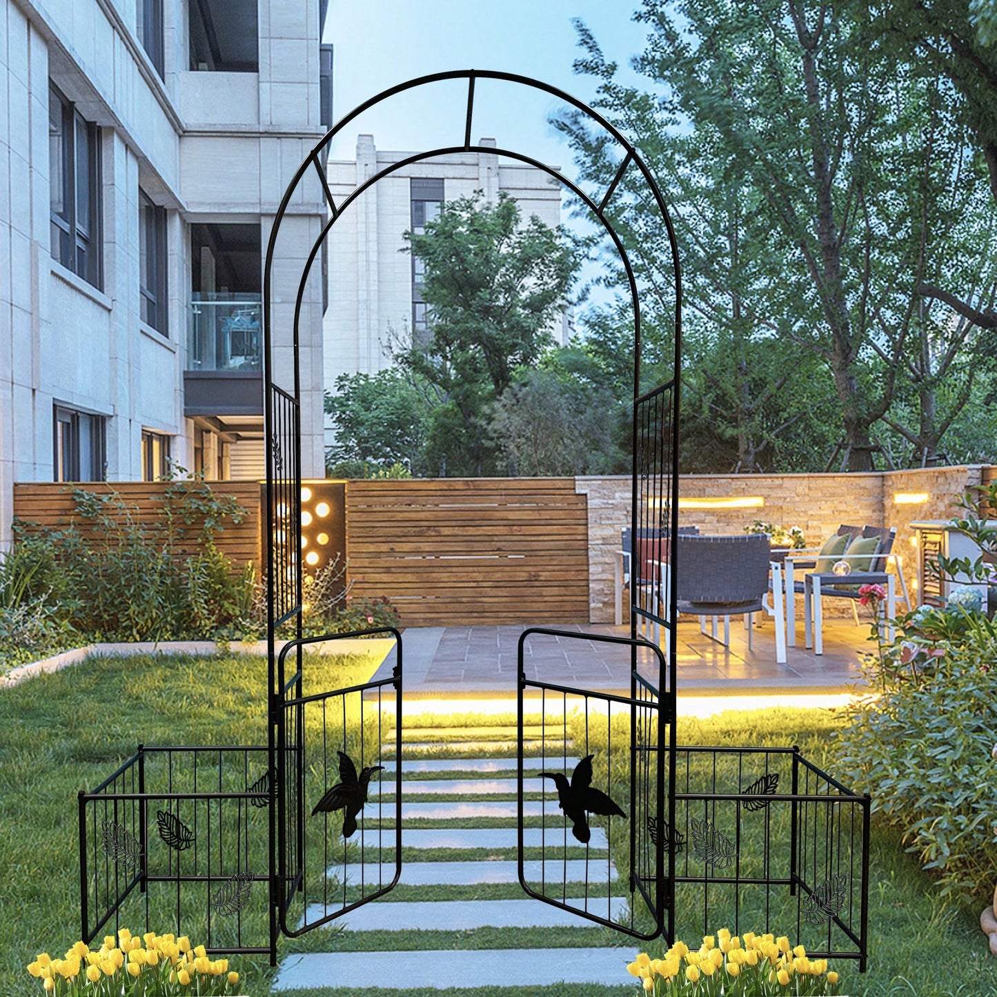 Garden Arch With Doors, Garden Arbor Trellis, Climbing Plants Support Arch, Outdoor Arch, Wedding Arch, Party Events Archway