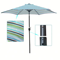 9FT UMBRELLA , Waterproof, Fade Resistant, Easy To Clean, Sturdy Construction, Push Button Tilt And Crank System, Wind Vent