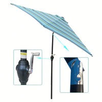 9FT UMBRELLA , Waterproof, Fade Resistant, Easy To Clean, Sturdy Construction, Push Button Tilt And Crank System, Wind Vent