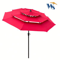 9Ft 3-Tiers Outdoor Patio Umbrella With Crank And Tilt And Wind Vents For Garden Deck Backyard Pool Shade Outside Deck Swimming Pool