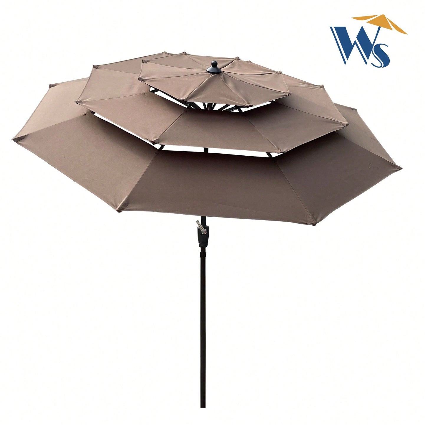 9Ft 3-Tiers Outdoor Patio Umbrella With Crank And Tilt And Wind Vents For Garden Deck Backyard Pool Shade Outside Deck Swimming Pool