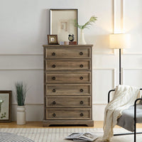 Stylish 6 Drawer Tall Dresser for Bedroom Storage and Closet Organization with Easy Pull Handles