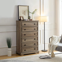 Stylish 6 Drawer Tall Dresser for Bedroom Storage and Closet Organization with Easy Pull Handles