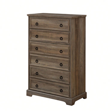 Stylish 6 Drawer Tall Dresser for Bedroom Storage and Closet Organization with Easy Pull Handles