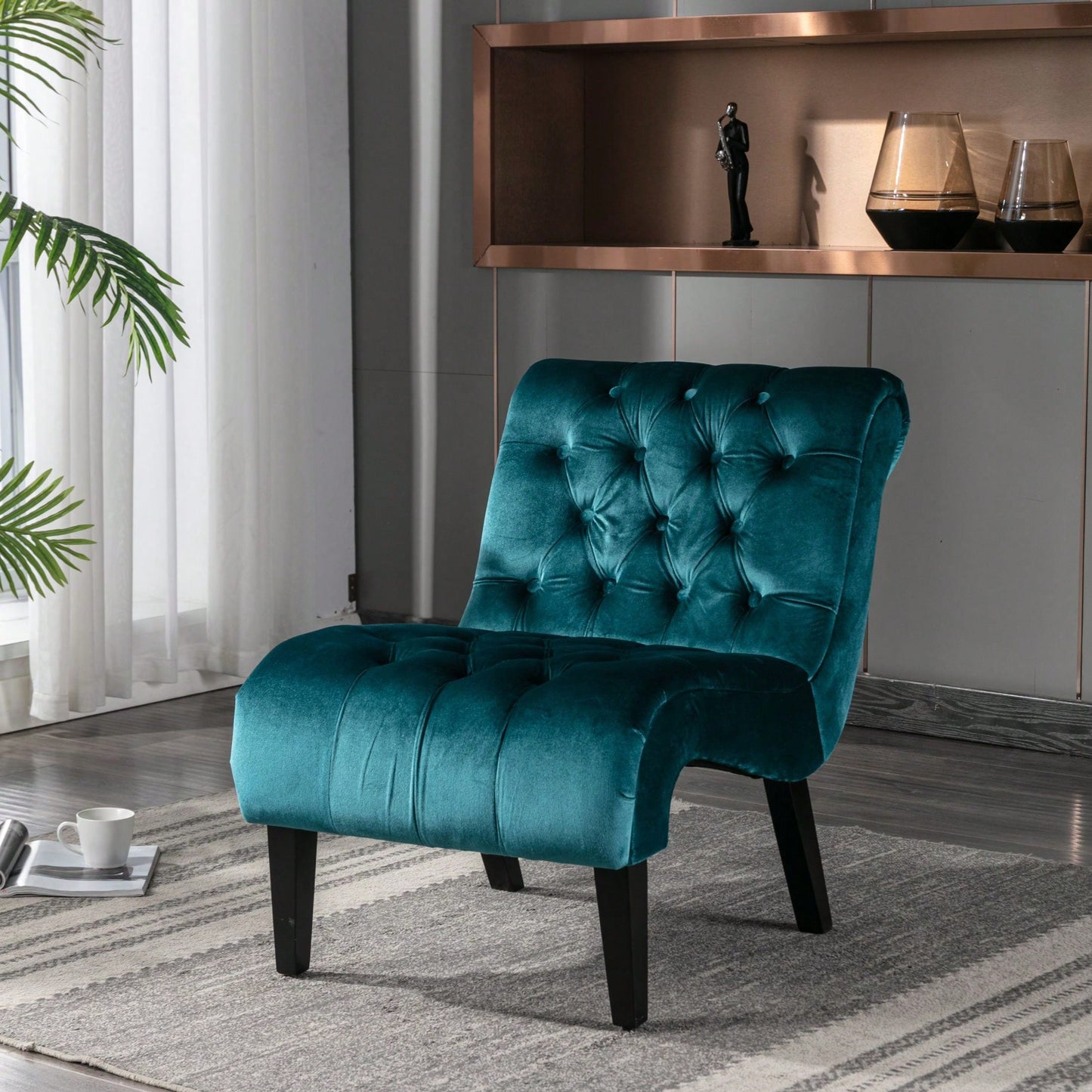 Modern Upholstered Accent Chair With Ottoman Stylish And Comfortable