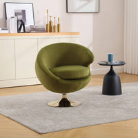 Velvet Swivel Barrel Accent Chair with Ottoman for Living Room and Bedroom Comfortable Round Club Chair 360 Degree Leisure Armchair