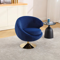 Velvet Swivel Barrel Accent Chair with Ottoman for Living Room and Bedroom Comfortable Round Club Chair 360 Degree Leisure Armchair