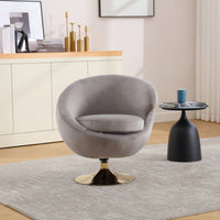 Velvet Swivel Barrel Accent Chair with Ottoman for Living Room and Bedroom Comfortable Round Club Chair 360 Degree Leisure Armchair