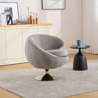 Velvet Swivel Barrel Accent Chair with Ottoman for Living Room and Bedroom Comfortable Round Club Chair 360 Degree Leisure Armchair