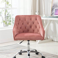 Modern Yellow Velvet Home Office Desk Chair Swivel Adjustable Cute Task Chair with Wheels for Computer Use