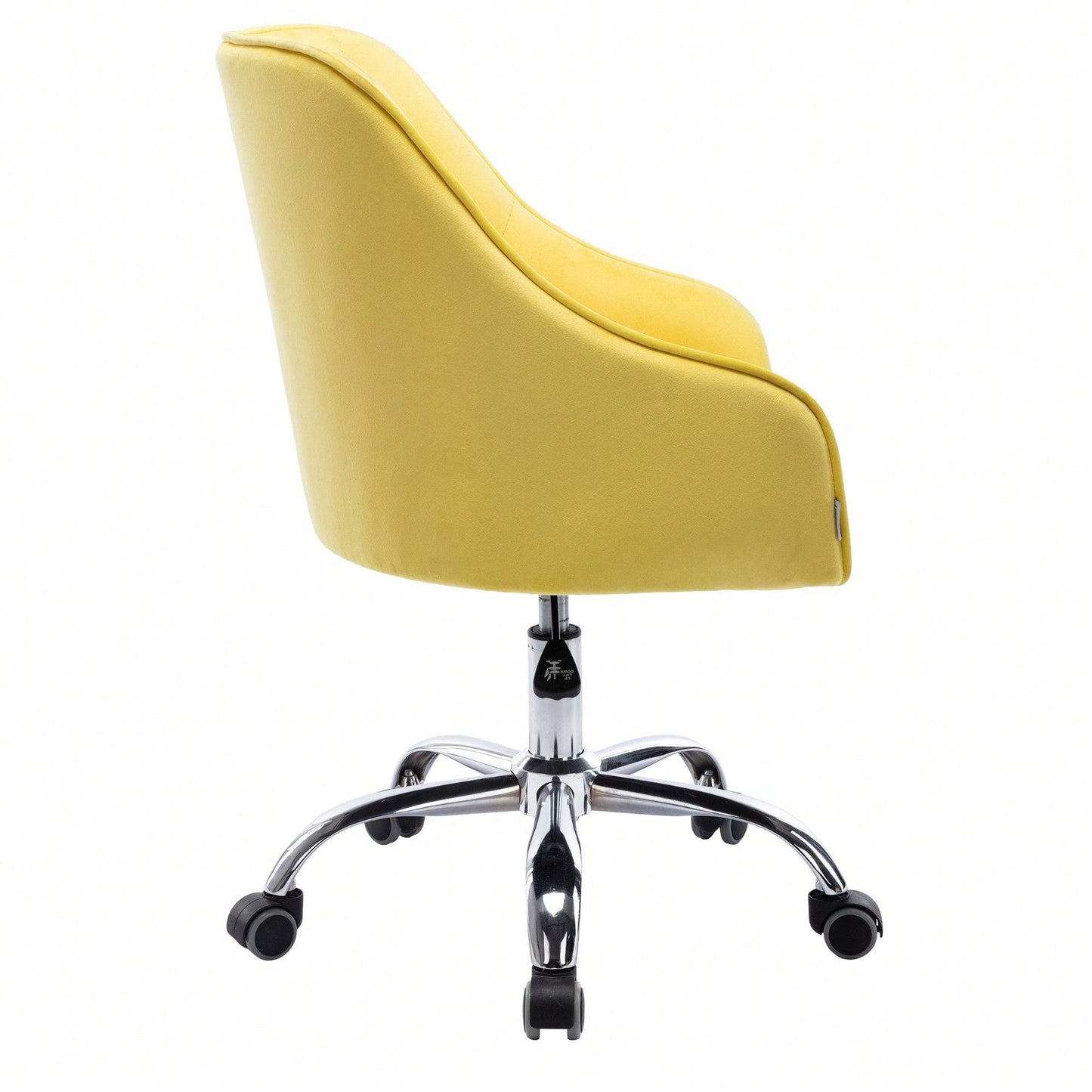 Modern Yellow Velvet Home Office Desk Chair Swivel Adjustable Cute Task Chair with Wheels for Computer Use