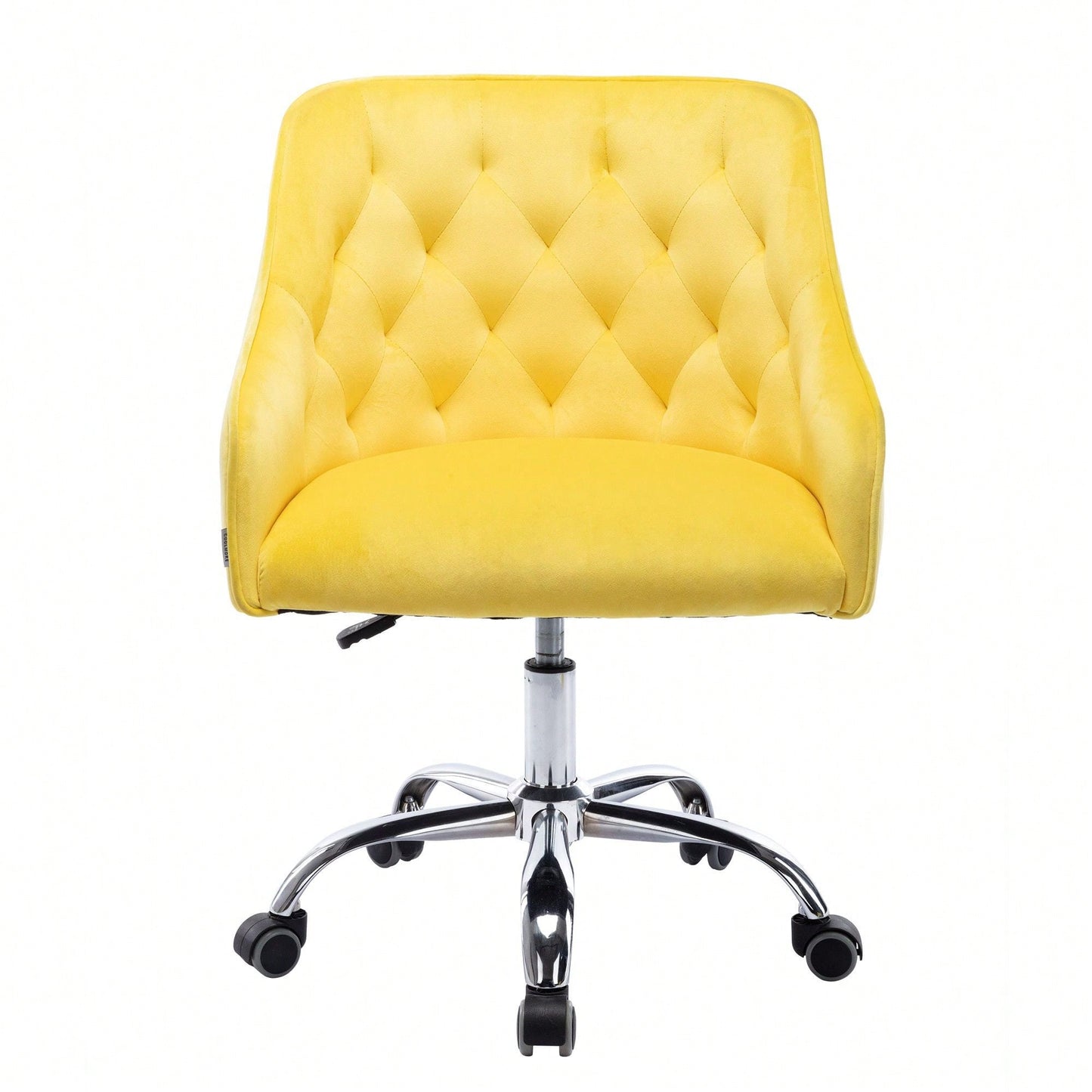 Modern Yellow Velvet Home Office Desk Chair Swivel Adjustable Cute Task Chair with Wheels for Computer Use