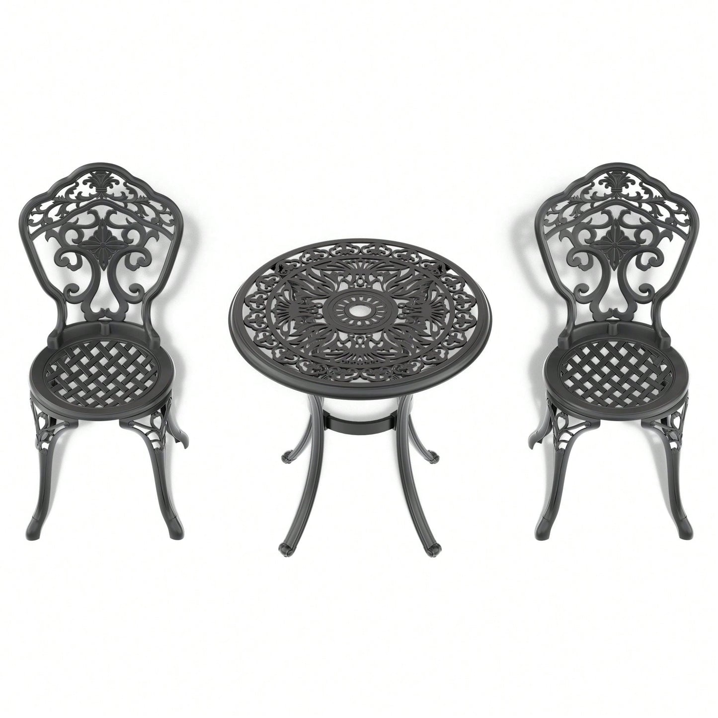 3 Piece Cast Aluminum Patio Furniture  With Black Frame