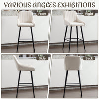 Set Of 2, Luxurious Upholstered Bar Stool High Back Design, Velvet Material, Sturdy Metal Legs, And Versatile Use