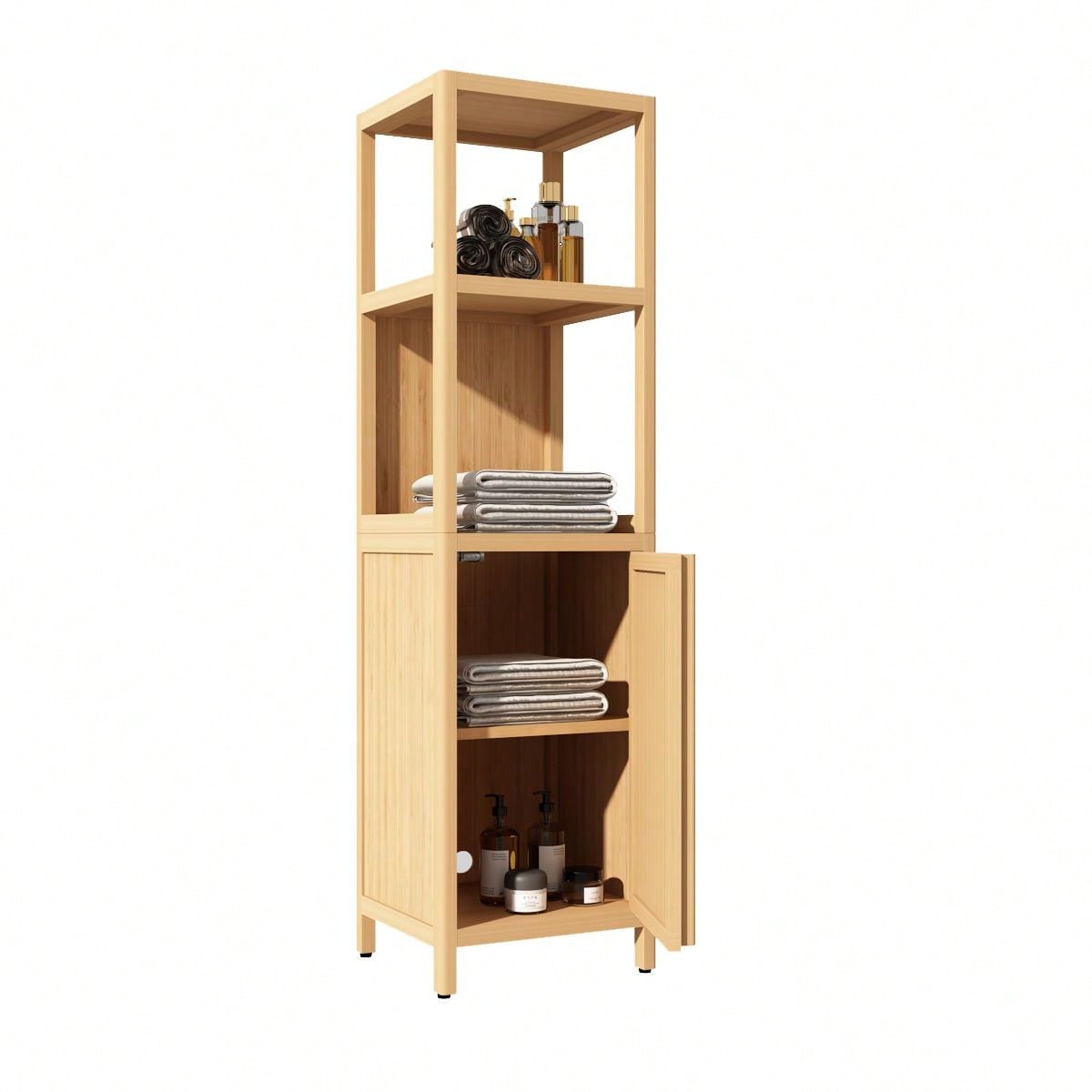 Versatile Bamboo Storage Cabinet With Ample Space And Durability