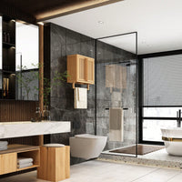 Bamboo Wall Mounted Bathroom Cabinet Over Toilet with Towel Bar for Stylish Storage in Bathroom Bedroom Living Room