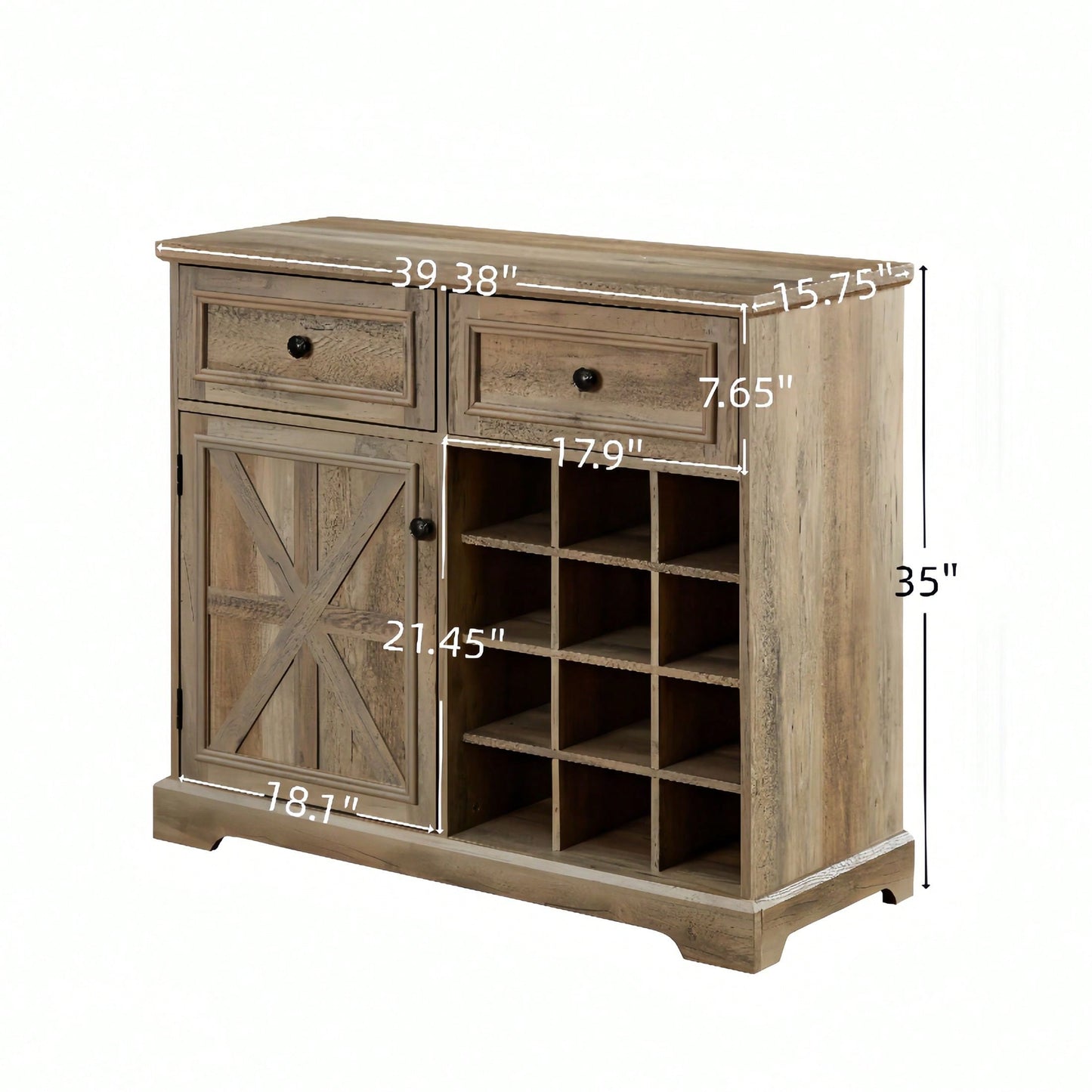 Stylish Storage Sideboard with 2 Drawers and Removable Wine Racks for Kitchen and Dining Room