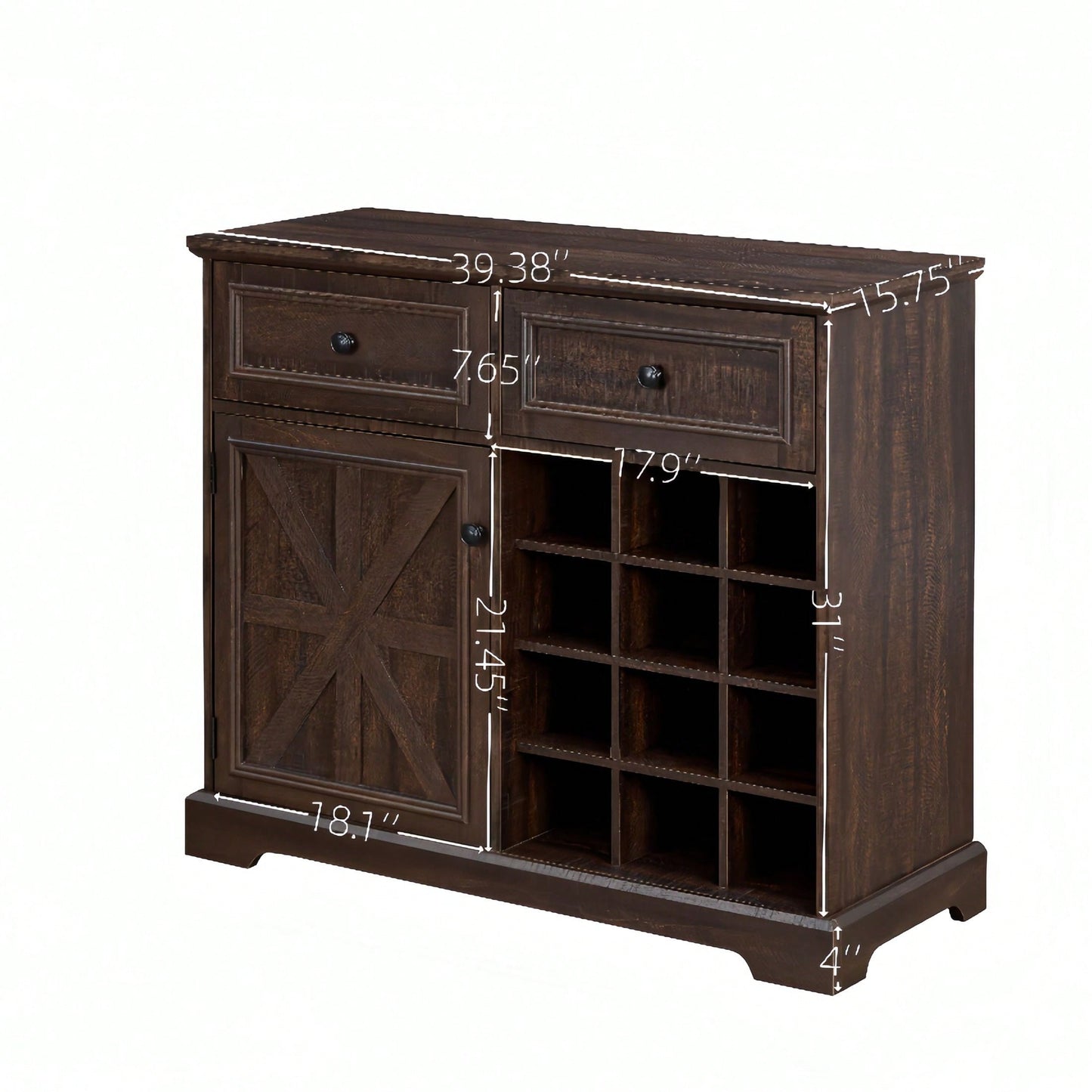 Stylish Storage Sideboard with 2 Drawers and Removable Wine Racks for Kitchen and Dining Room