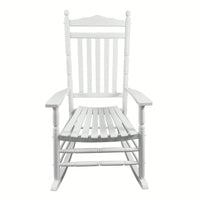 Adult Rocking Chair, Balcony, Porch, Hardwood, Wide Seat, Armrest, Slatted Back Rest