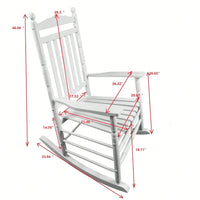 Adult Rocking Chair, Balcony, Porch, Hardwood, Wide Seat, Armrest, Slatted Back Rest