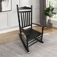 Adult Rocking Chair, Balcony, Porch, Hardwood, Wide Seat, Armrest, Slatted Back Rest