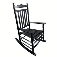 Adult Rocking Chair, Balcony, Porch, Hardwood, Wide Seat, Armrest, Slatted Back Rest