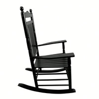 Adult Rocking Chair, Balcony, Porch, Hardwood, Wide Seat, Armrest, Slatted Back Rest
