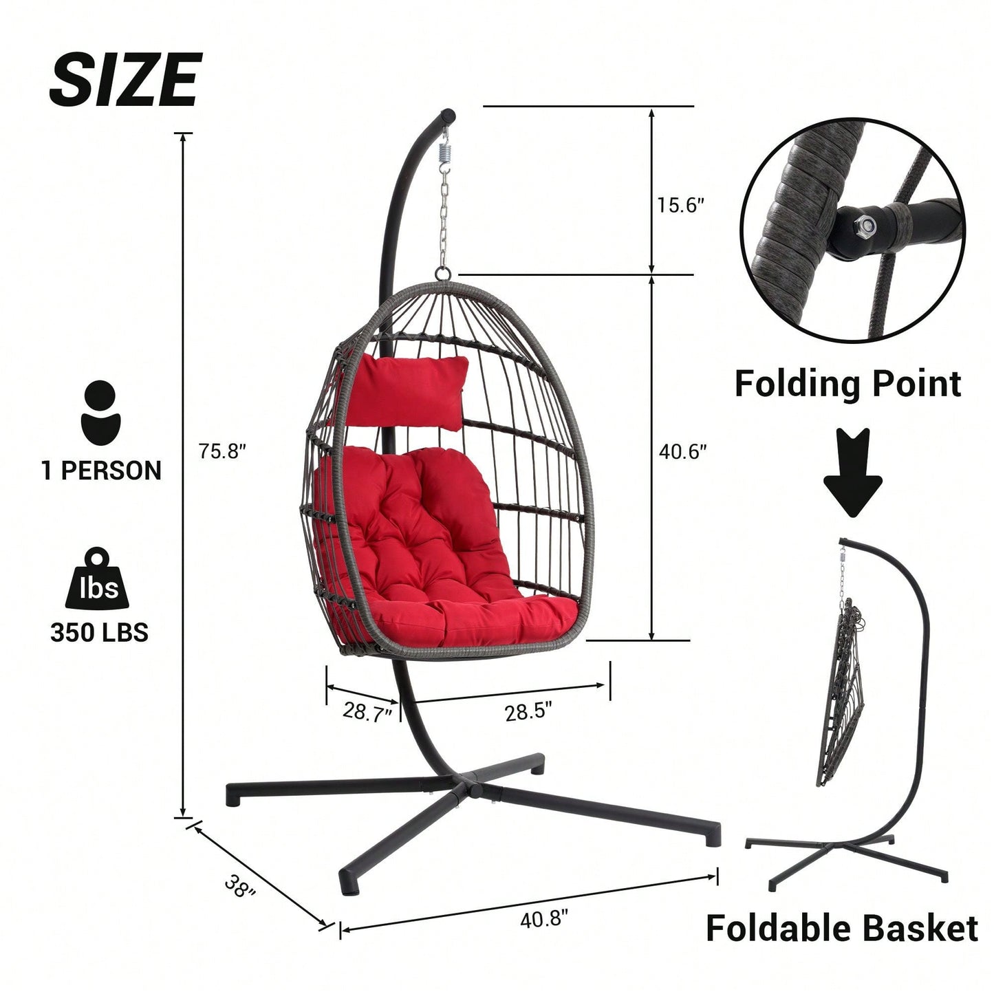 Hanging Basket Outdoor Garden Rattan Egg Swing Chair Hanging Chair Cushion