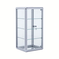 Tempered Glass Display Showcase with Locking Sliding Door and Aluminum Frame for Retail Countertop