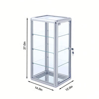 Tempered Glass Display Showcase with Locking Sliding Door and Aluminum Frame for Retail Countertop