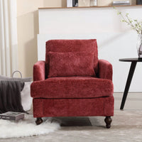 Mid Century Modern Tufted Club Chair With Studded Accents And Solid Wood Frame