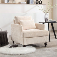 Mid Century Modern Tufted Club Chair With Studded Accents And Solid Wood Frame
