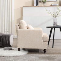 Mid Century Modern Tufted Club Chair With Studded Accents And Solid Wood Frame