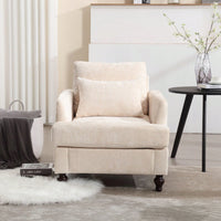 Mid Century Modern Tufted Club Chair With Studded Accents And Solid Wood Frame