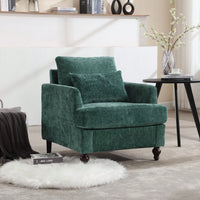 Mid Century Modern Tufted Club Chair With Studded Accents And Solid Wood Frame