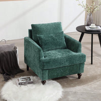 Mid Century Modern Tufted Club Chair With Studded Accents And Solid Wood Frame