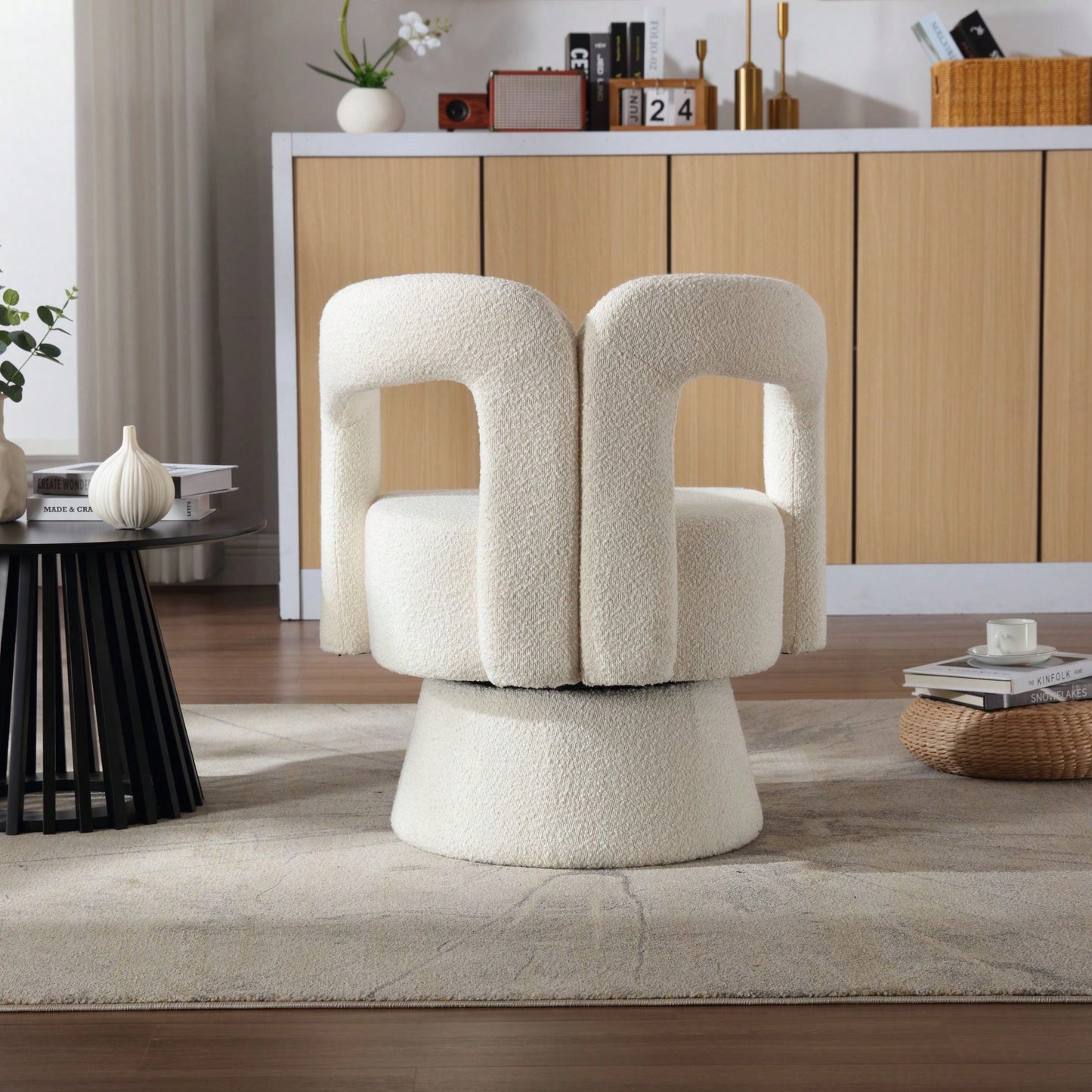 Swivel Barrel Chair - Comfy Round Accent Sofa Chair For Living Room