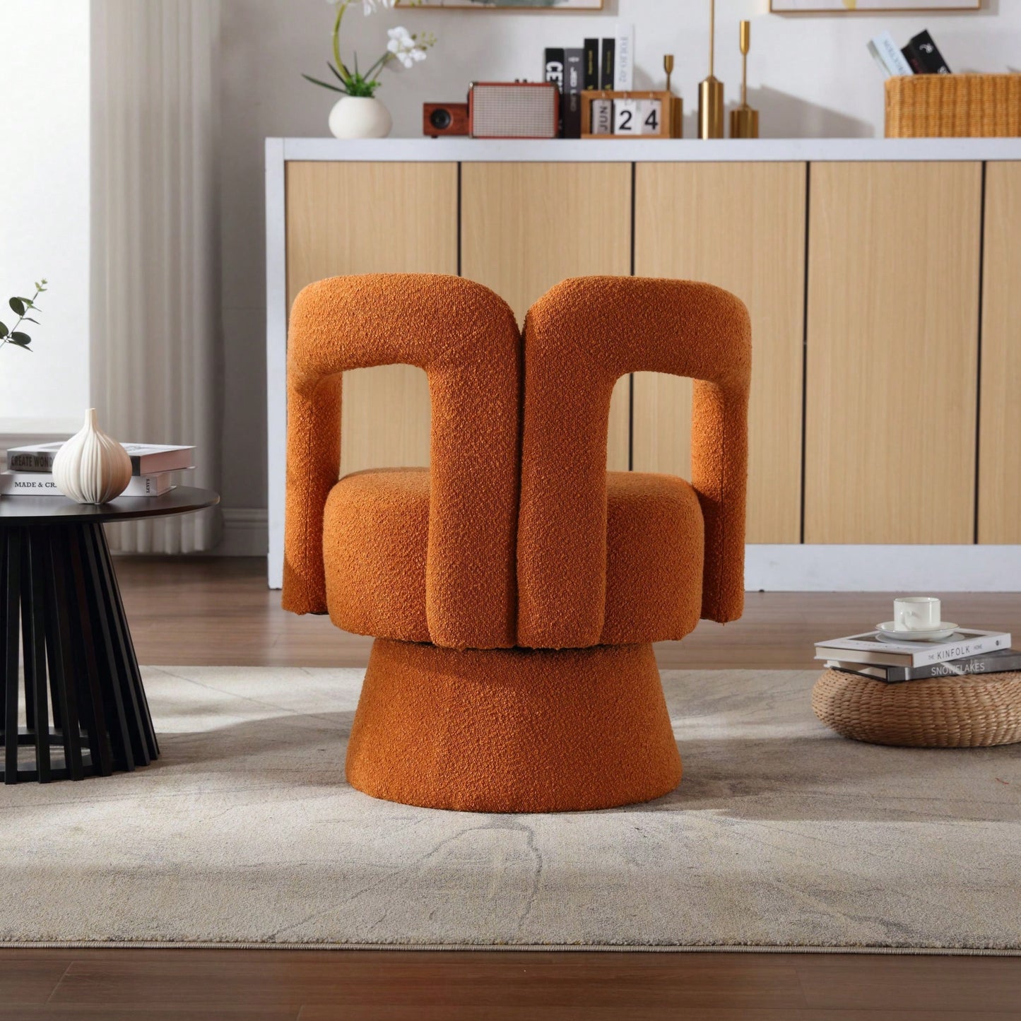 Swivel Barrel Chair - Comfy Round Accent Sofa Chair For Living Room