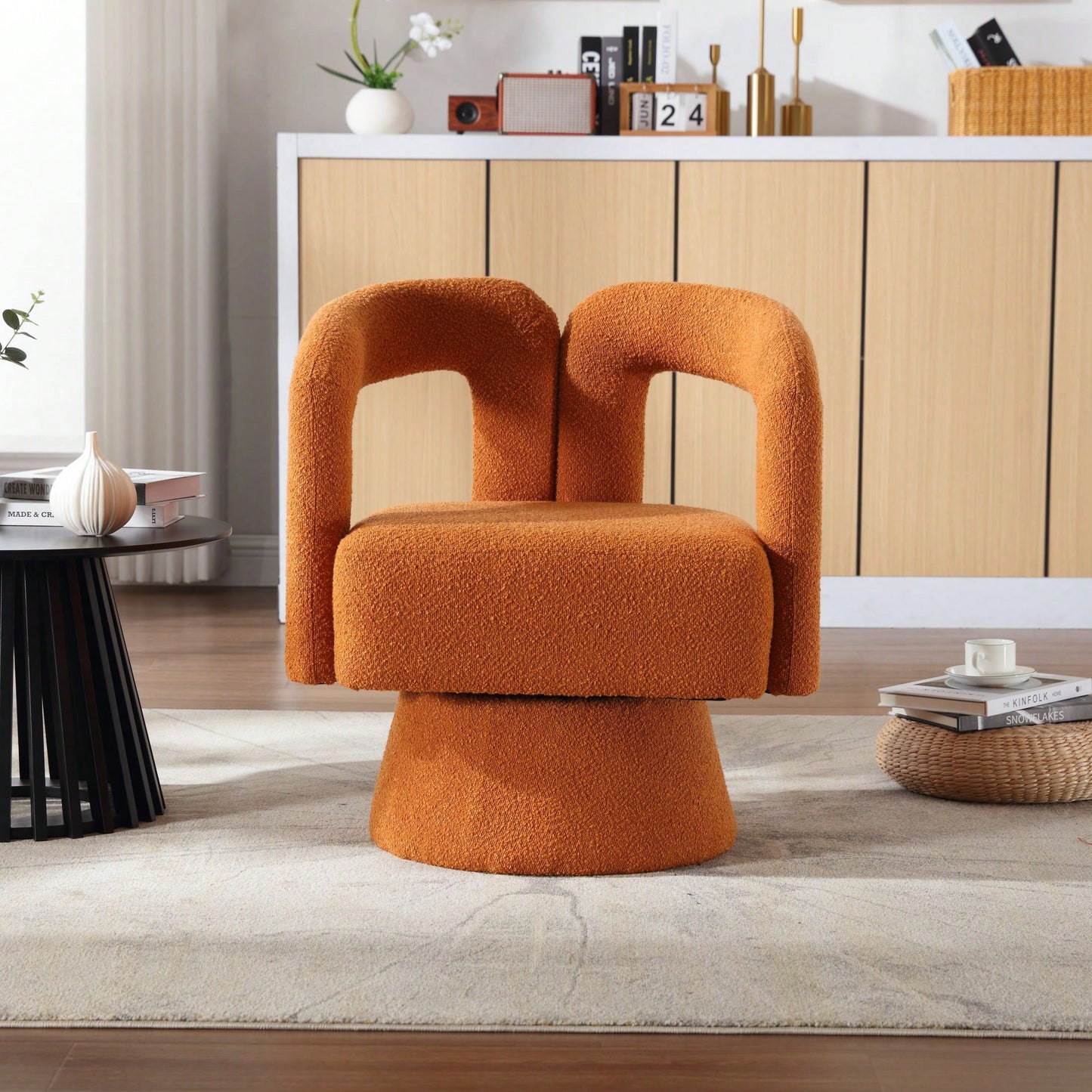 Swivel Barrel Chair - Comfy Round Accent Sofa Chair For Living Room