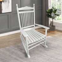 Adult Rocking Chair, Balcony Porch, Solid Hardwood, Wide Seat, Armrest, Slatted Back Rest, Easy Assembly