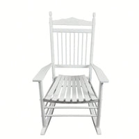 Adult Rocking Chair, Balcony Porch, Solid Hardwood, Wide Seat, Armrest, Slatted Back Rest, Easy Assembly