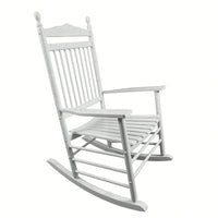Adult Rocking Chair, Balcony Porch, Solid Hardwood, Wide Seat, Armrest, Slatted Back Rest, Easy Assembly