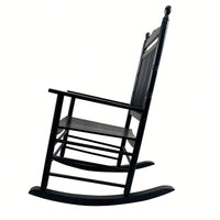 Adult Rocking Chair, Balcony Porch, Solid Hardwood, Wide Seat, Armrest, Slatted Back Rest, Easy Assembly