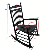 Adult Rocking Chair, Balcony Porch, Solid Hardwood, Wide Seat, Armrest, Slatted Back Rest, Easy Assembly