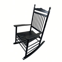 Adult Rocking Chair, Balcony Porch, Solid Hardwood, Wide Seat, Armrest, Slatted Back Rest, Easy Assembly