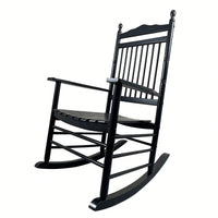 Adult Rocking Chair, Balcony Porch, Solid Hardwood, Wide Seat, Armrest, Slatted Back Rest, Easy Assembly