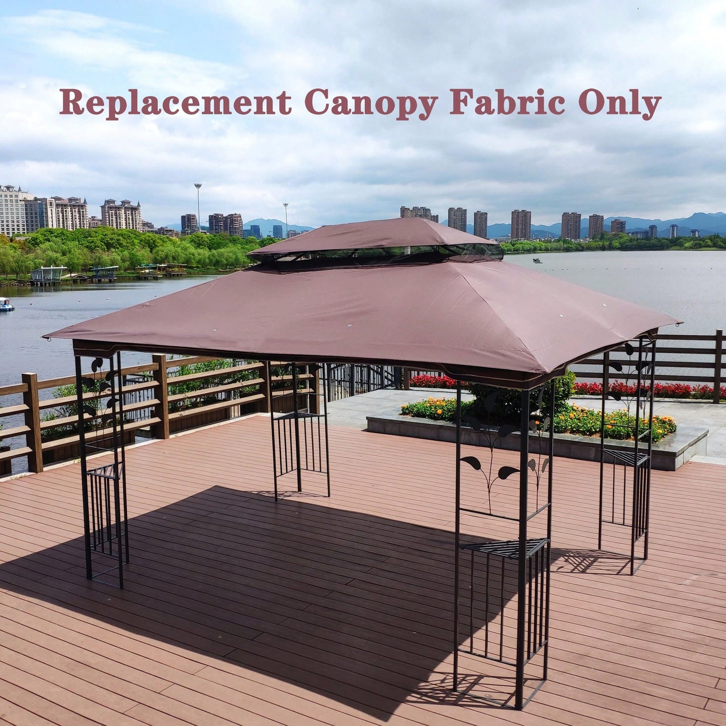 13x10 Ft Patio Double Roof Gazebo Replacement Canopy Top Fabric