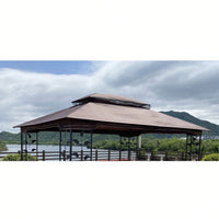 13x10 Ft Patio Double Roof Gazebo Replacement Canopy Top Fabric