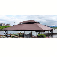 13x10 Ft Patio Double Roof Gazebo Replacement Canopy Top Fabric